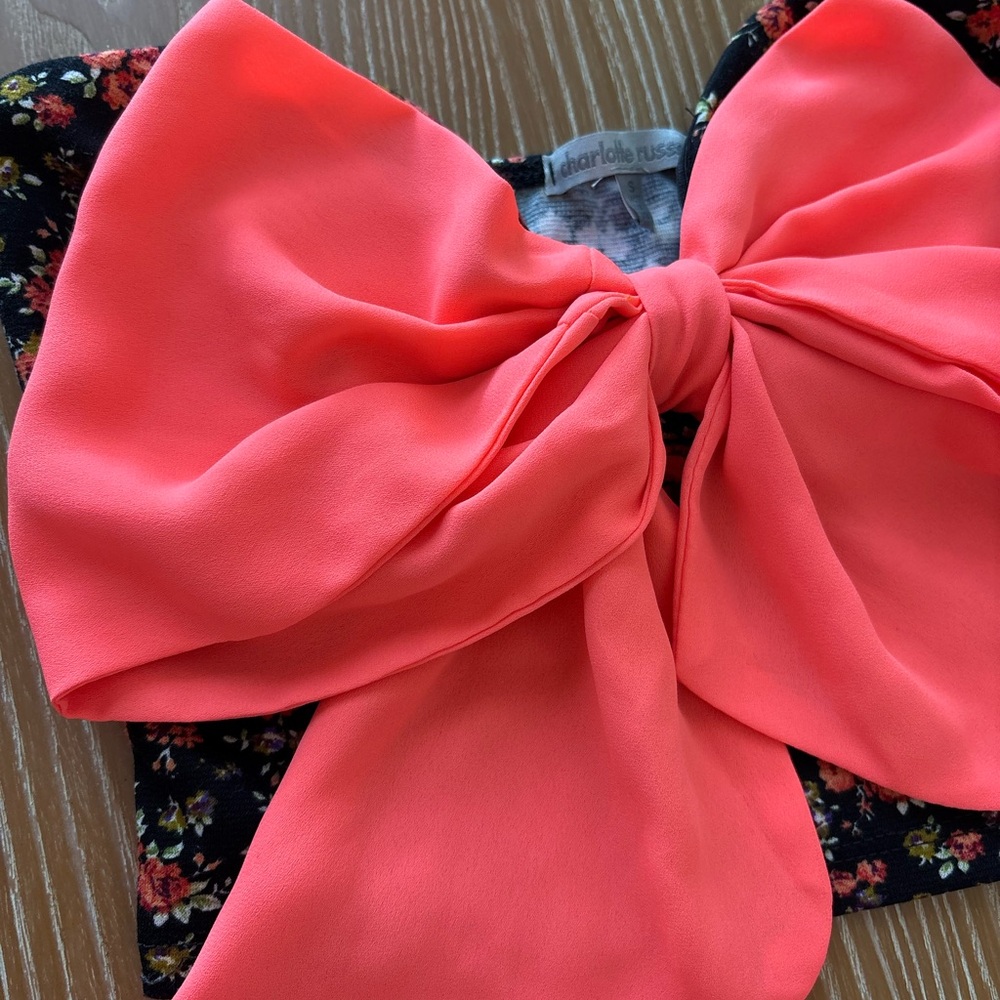 Charlotte Russe Coral Pink Bow Tube Top